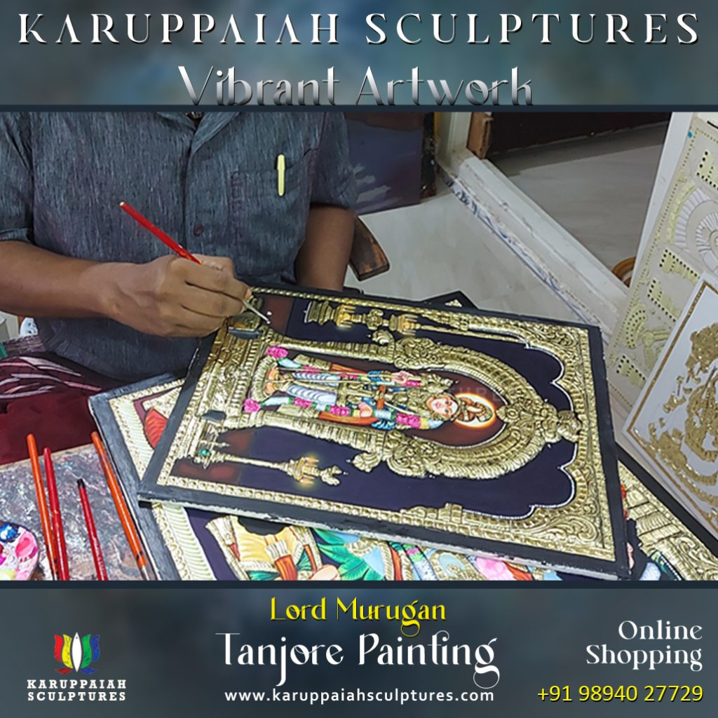 Tanjore Painting Of Murugan Karuppaiah Sculptures Custom Orders