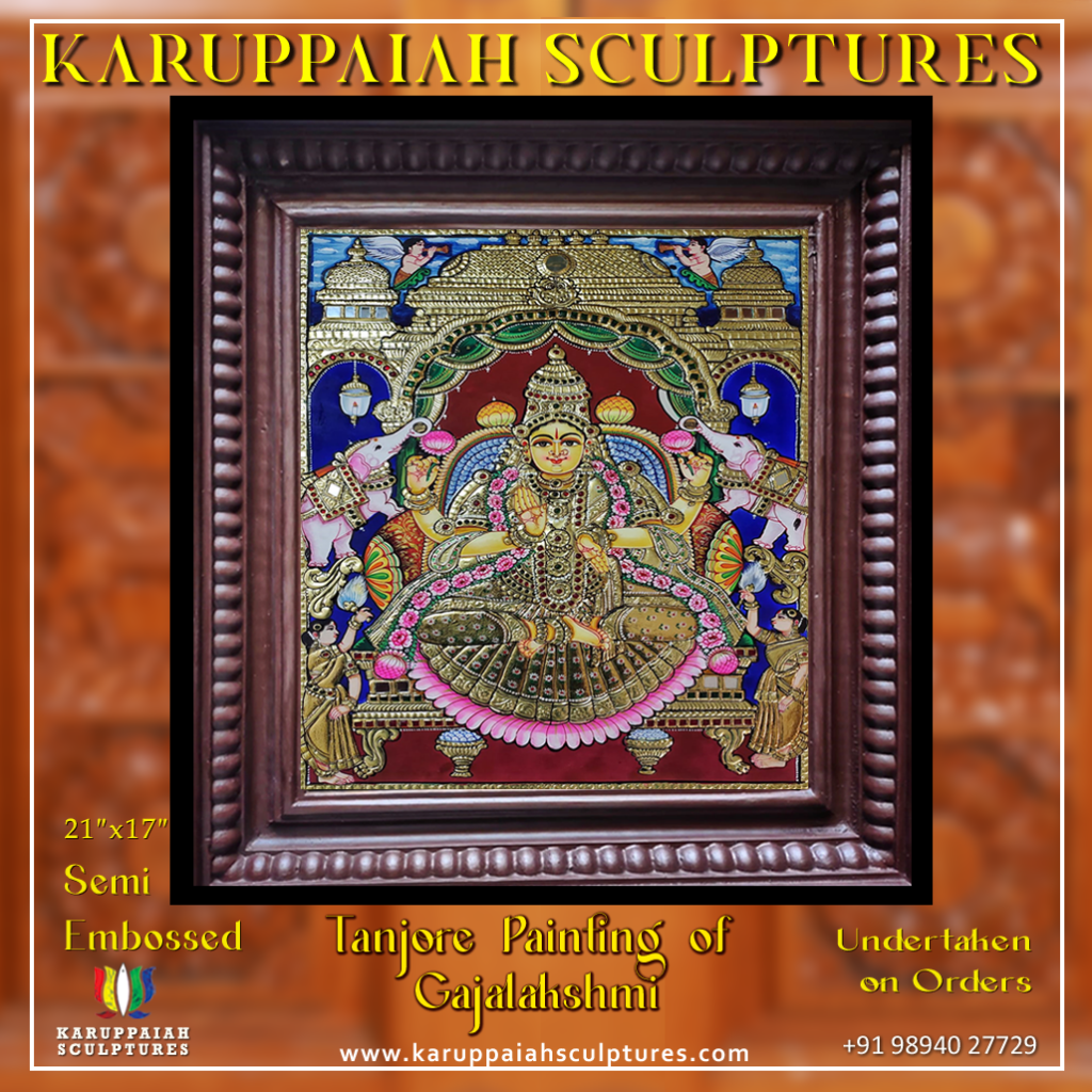 Tanjore Painting Of Lord Gajalakshmi Karuppaiah Sculptures Custom