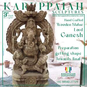 Lord Ganesh Wooden Statue