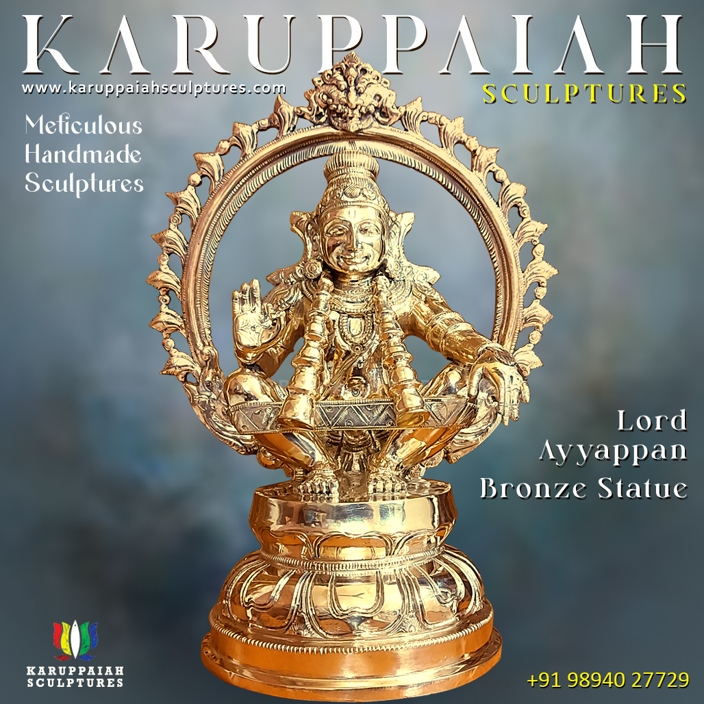 Lord Ayyappan Bronze Statue - Karuppaiah Sculptures - Custom Orders