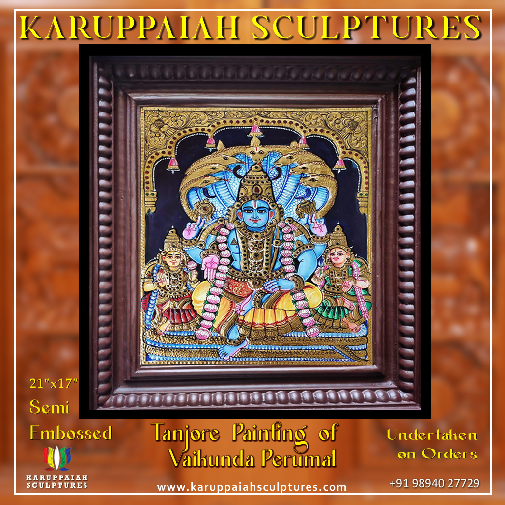 Tanjore Painting of Vaikunda Perumal - Karuppaiah Sculptures ...