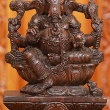 Wooden Vinayagar Statue with Modak