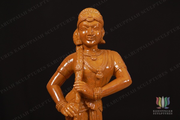 Wooden Bharatanatyam girl statue in an Ashta nayika pose