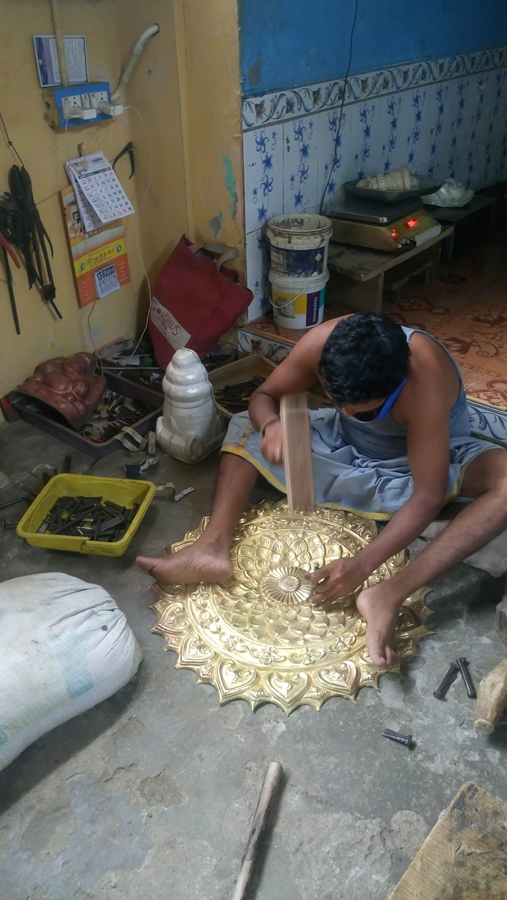 Brass wall panel getting shape towards final