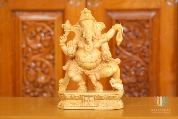 Wooden Dancing Vinayagar Statue