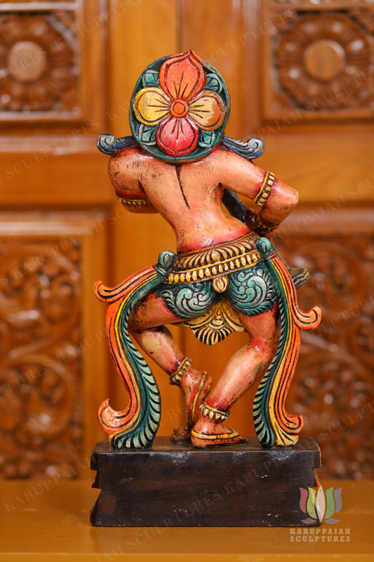 Wooden Dancing girl statue with pipi