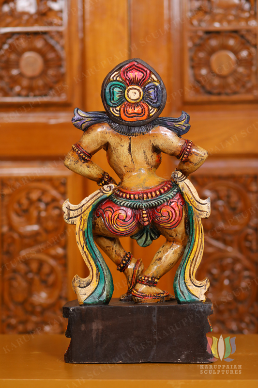 Wooden Dancing girl statue with dmaththalam