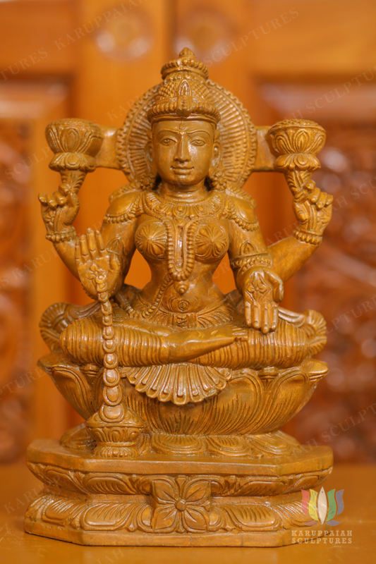 Wooden Mahalasmi Statue Seated