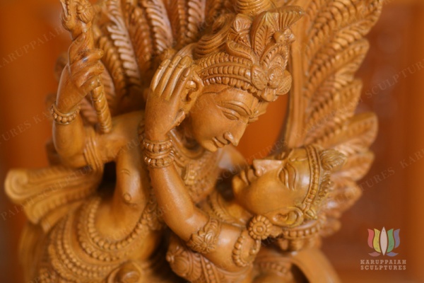 Wooden Ratha & Krishna dancing statue