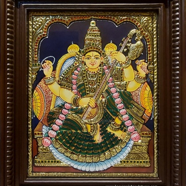 Tanjore Painting of Saraswathi