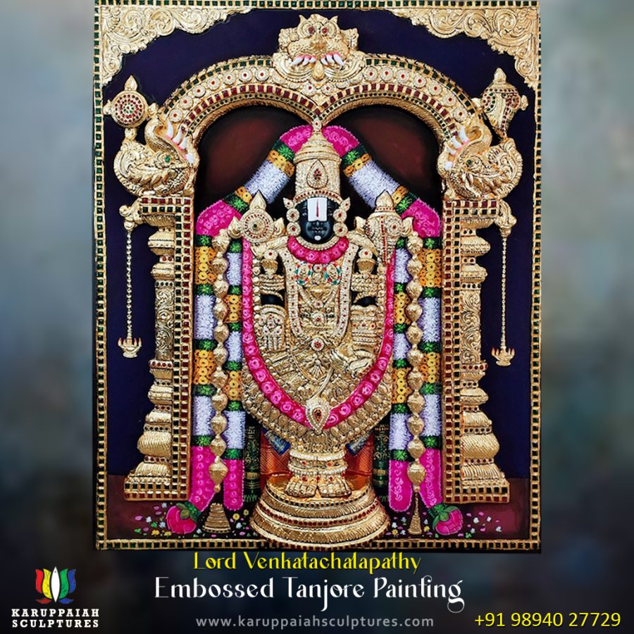 Embossed Tanjore Painting of Venkatachalapathy
