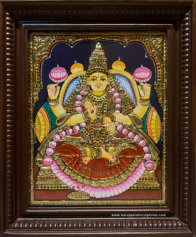 KSTAL45 – Tanjore Painting of Lakshmi 18″x15″(Semi Embossed)