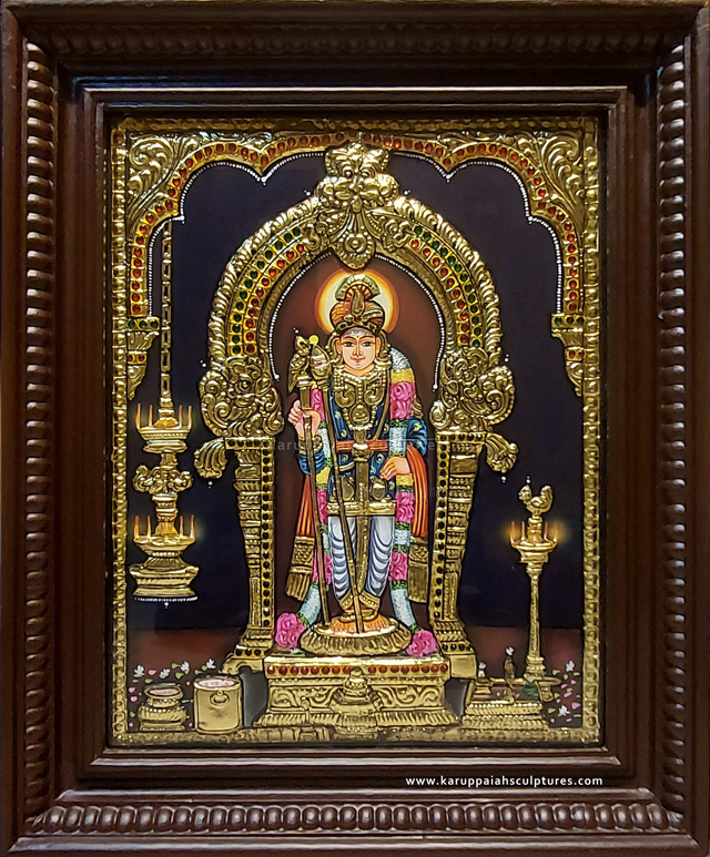 KSTAMU47 – Tanjore Painting of Murugan 18″x15″ (Semi Embossed)