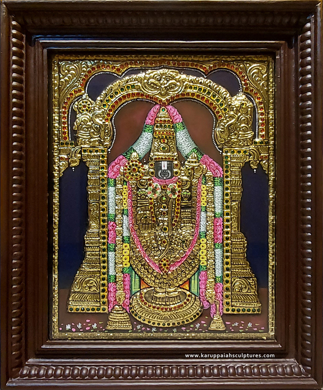 KSTAV48 – Tanjore Painting of Venkatachalapathi 18″x15″ (Semi Embossed)
