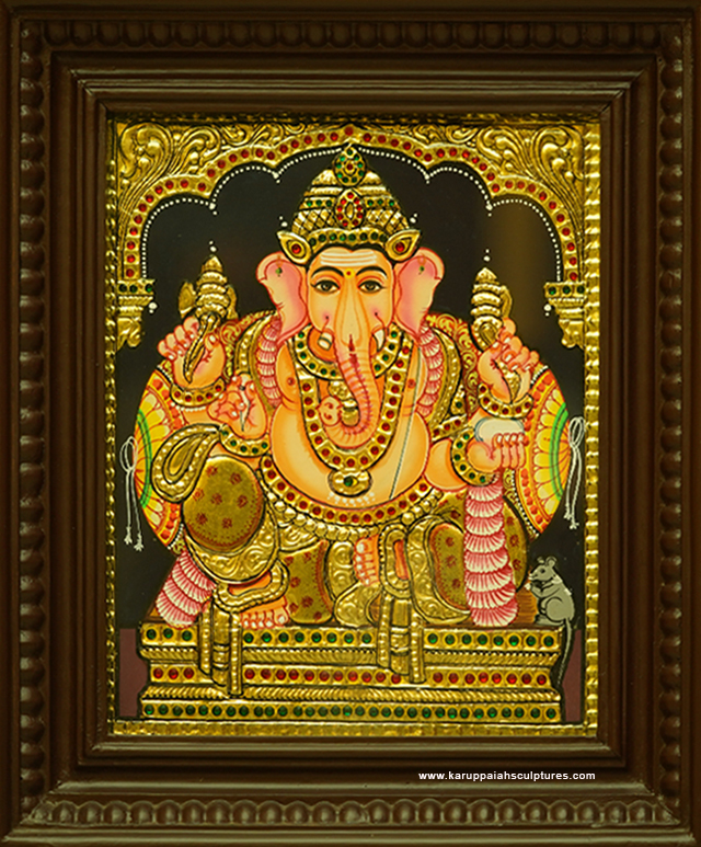 KSTAV56 – Tajore Painting of Vinayagar 18″x15″ (Semi Embossed)