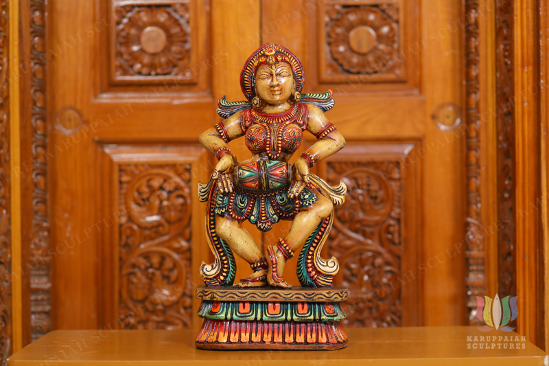 KSWGI31 – Wooden Dancing girl with maththalam 18″
