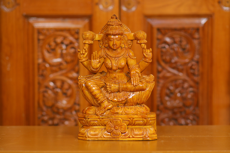 KSWM23 – Wooden Mahalakshmi Seated 12″