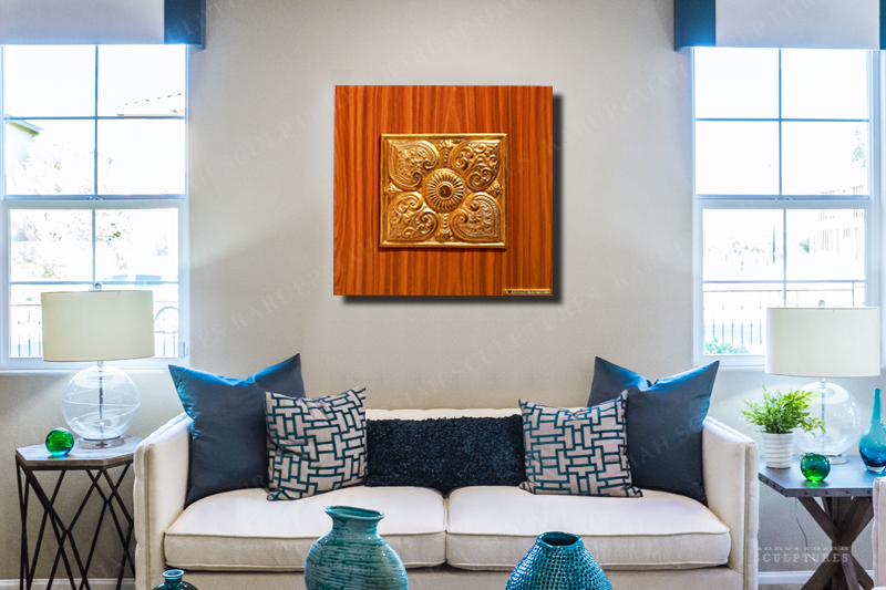 KSWPPL42 – Peepal leaves Brass wall panel 18″x18″