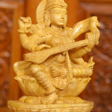 KSWS19 – Wooden Saraswathi Seated 12″ - Image 4
