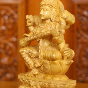 KSWS19 – Wooden Saraswathi Seated 12″ - Image 5