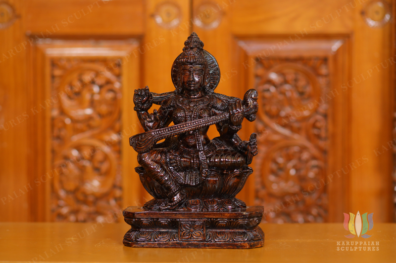 KSWS20 – Wooden Saraswathi Seated 12″