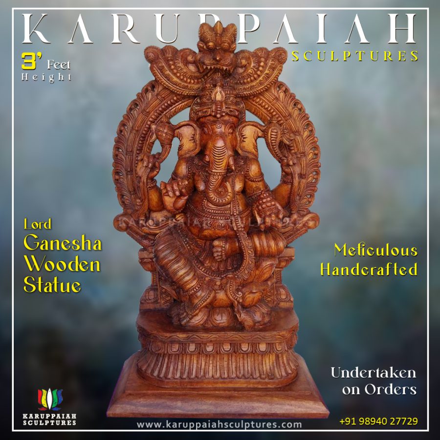 Lord Ganesha Wooden Statue