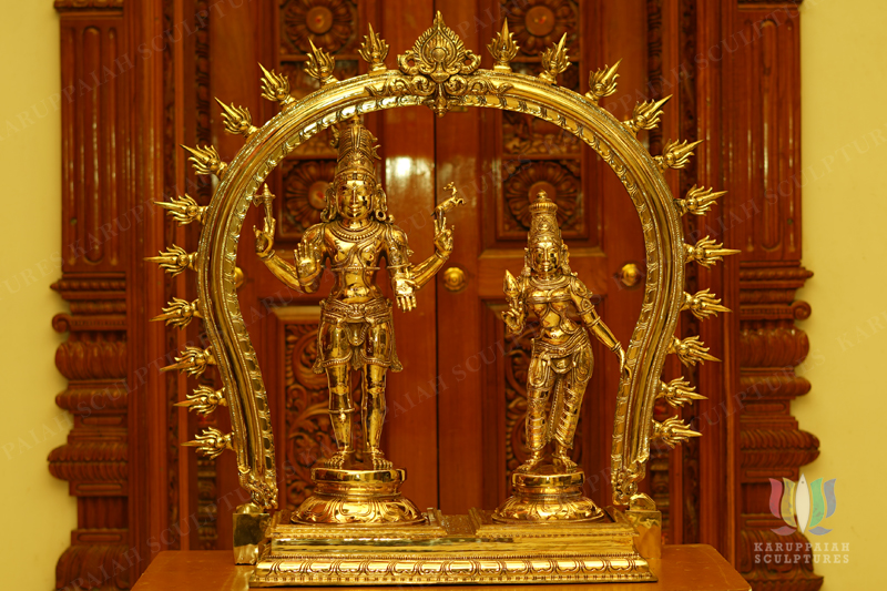 KSPS65 – Pradosha Murthy Sivan Parvathi Standing, Chandrashekhar, (Panchaloha Bronze)