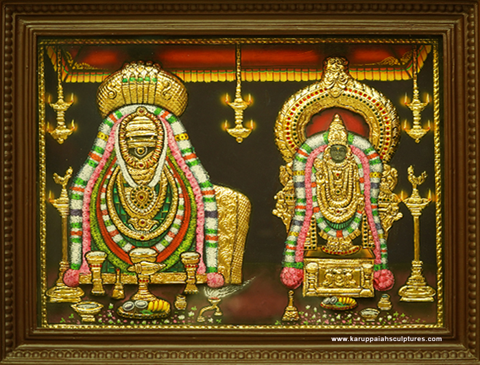 Tajore Painting of Annamalaiyar and Unnamalai amman