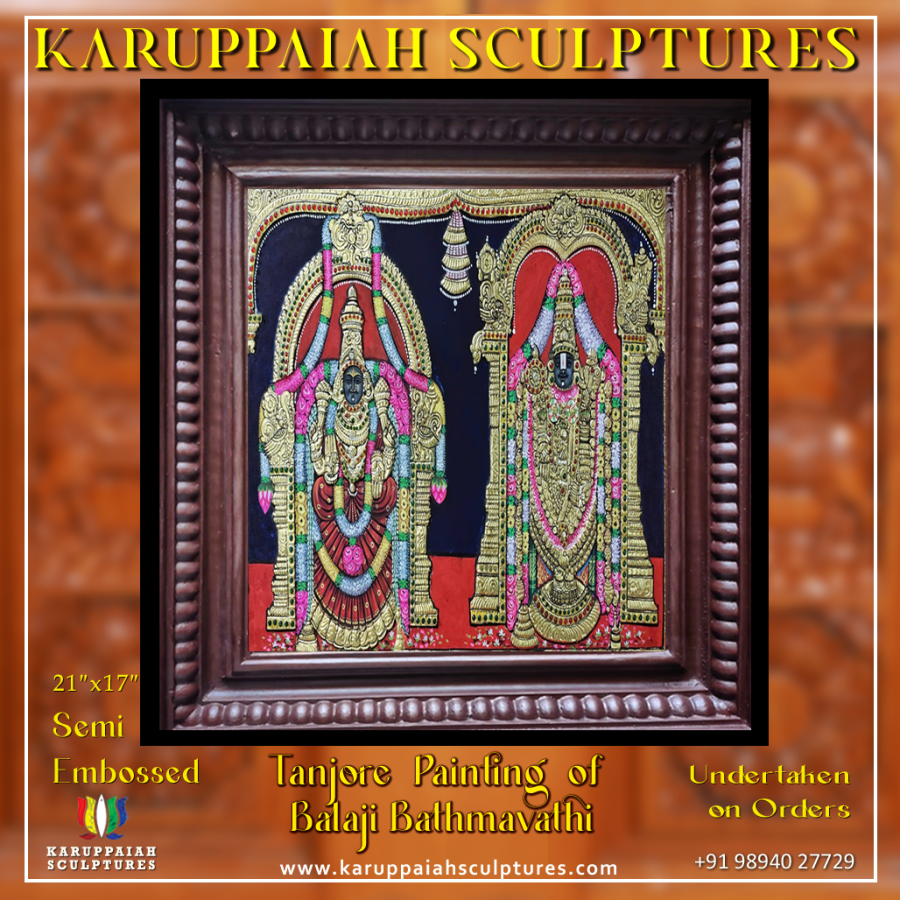 Tanjore Painting of Balaji Bathmavathi