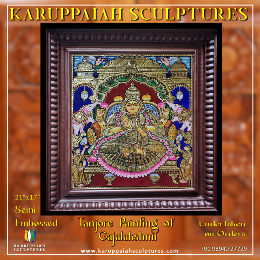 Tanjore Painting of Lord Gajalakshmi