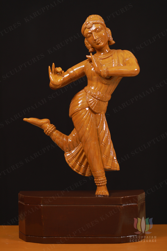 KSWB7 – Wooden Bharatanatyam girl symbolic of Lord Krishna in his signature pose 24″