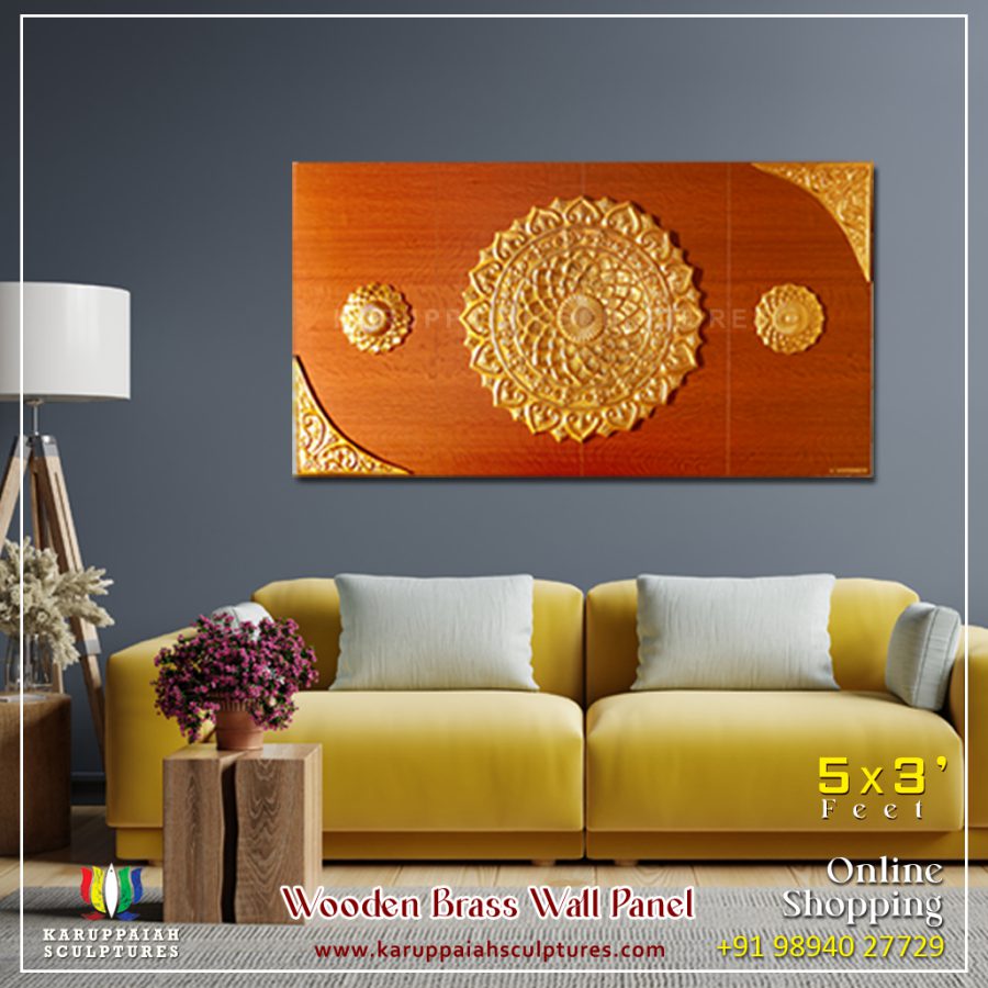 Wooden Brass Wall Panel